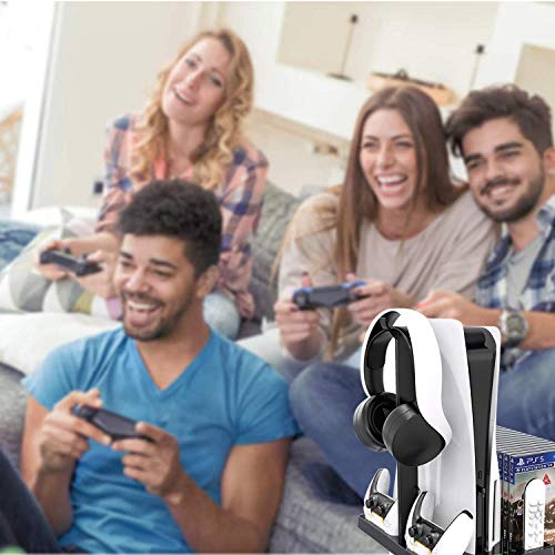 Vertical Stand With Cooling Fan For Ps5 Console And Ps5 Digital Edition, Ps5 Dualsense Charging Station, Charging Station Dock With Dual Controller Charger Ports And Retractable Game Storage For Ps5 #TOP6