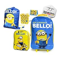 Minions 5-Piece Children's Suitcase Set, High-Quality Travel Luggage and Bags, Minion Motif, Trolley, School Bag, Gym Bag, Shoulder Bag, Portemonnaie, Purse for Sports, Holidays and School Trips,