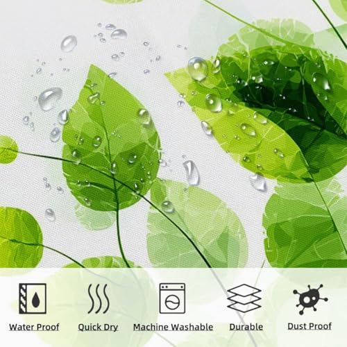 Rideau de douche imperméable lavable à ourlet lesté pour baignoire verte - 3