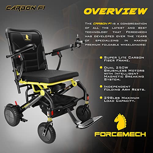 Forcemech Carbon F1 - Ultra Premium Carbon Fiber Wheelchair - Wheelchairs For Adults - Motorized Wheelchair - Foldable Electric Wheelchair - Lightweight Wheelchair - Portable Wheelchair #TOP1