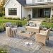 SVITA Brooklyn Gartenlounge 4-teilig Polyrattan Lounge Set wetterfest Garten Terrasse Balkon inkl. Kissen Glas Tisch Beige