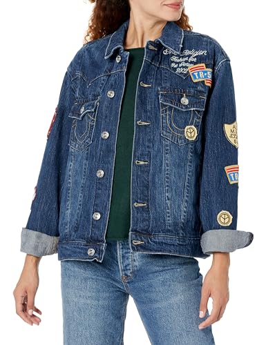 True Religion Women's Oversized Jimmy Jacket with Patches