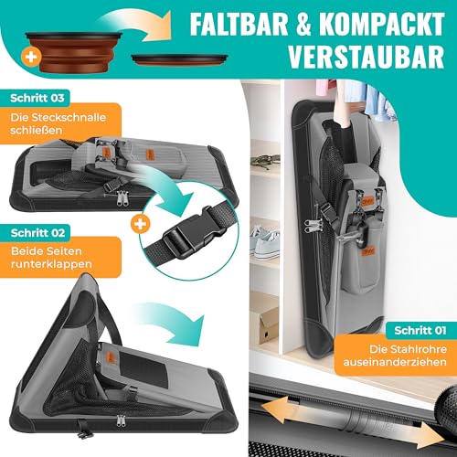 LOVPET® Transportbox Hund Katze Transporttasche XL 82x58x58cm | Hunde-Tragetasche Faltbare Katzentasche | Haustier-Transportbox inkl. Hundenapf & Schultergurt | für Katzen & Hunde Hellgrau