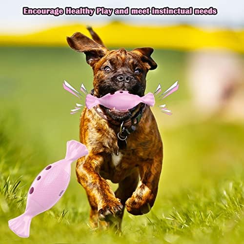 Amazon Brand - Umi Dog Chew Toys for Aggressive Chewers, Candy Squeaky Puppy Dog Toys, Multifunctional Teeth Cleaning and Gum Massage Toys for Puppy Small Medium Dogs Cats
