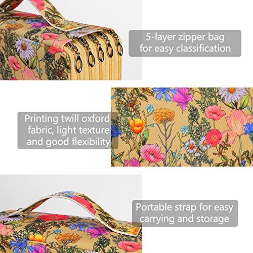 Image of Vomgomfom 252 Slots Pencil Case 5-Layer PU Leather, Handle, Yellow Rose
