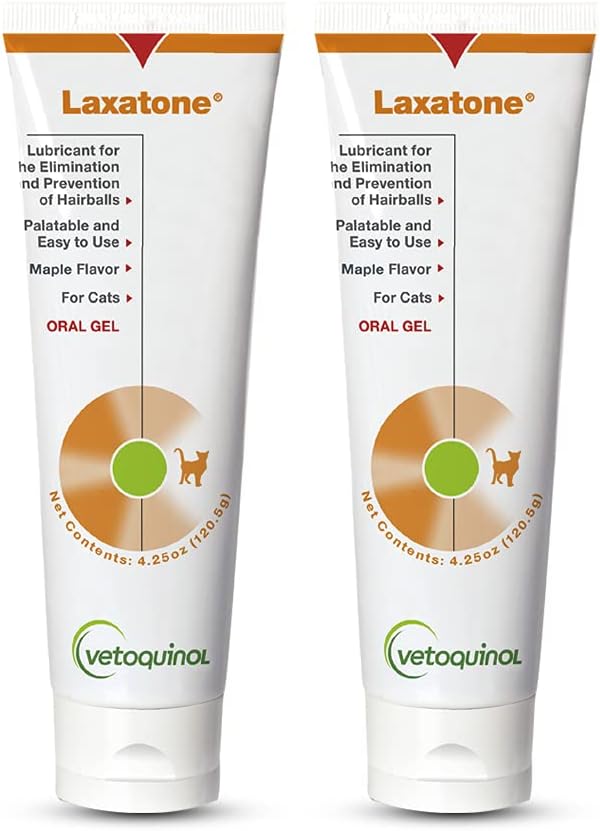 Vetoquinol Laxatone: Oral Hairball Lubricant Gel for Cats – Maple Flavored, 4.25oz 2 Pack