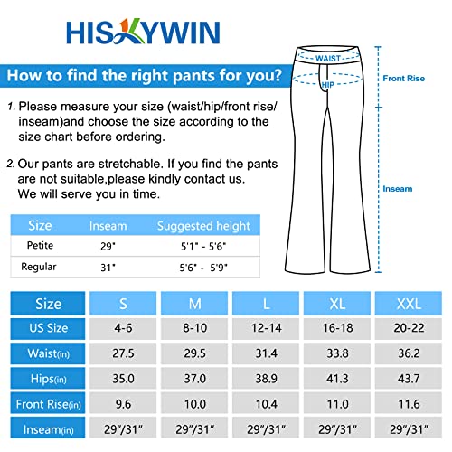 Hiskywin Womens Dress Pants Yoga Work Office Business Casual Slacks Stretch Bootcut Petite Golf Pants With Pockets Zipper Fly Hf833-Black-M #TOP5