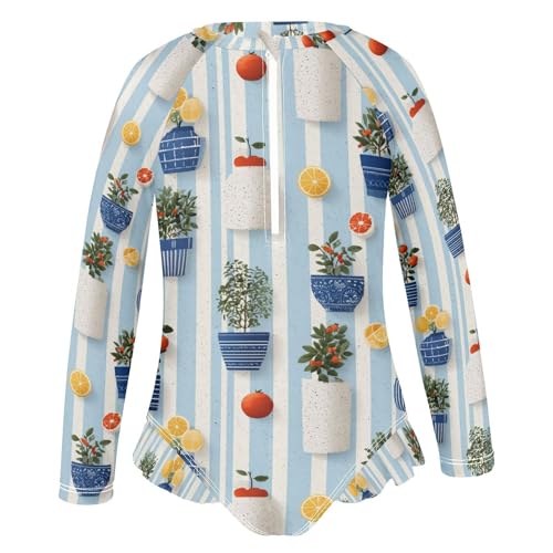 Girls' Swimwear Swimsuit Rash Guard,Long Sleeve One Piece Bathing Suits for Kids Toddlers 3-8T2