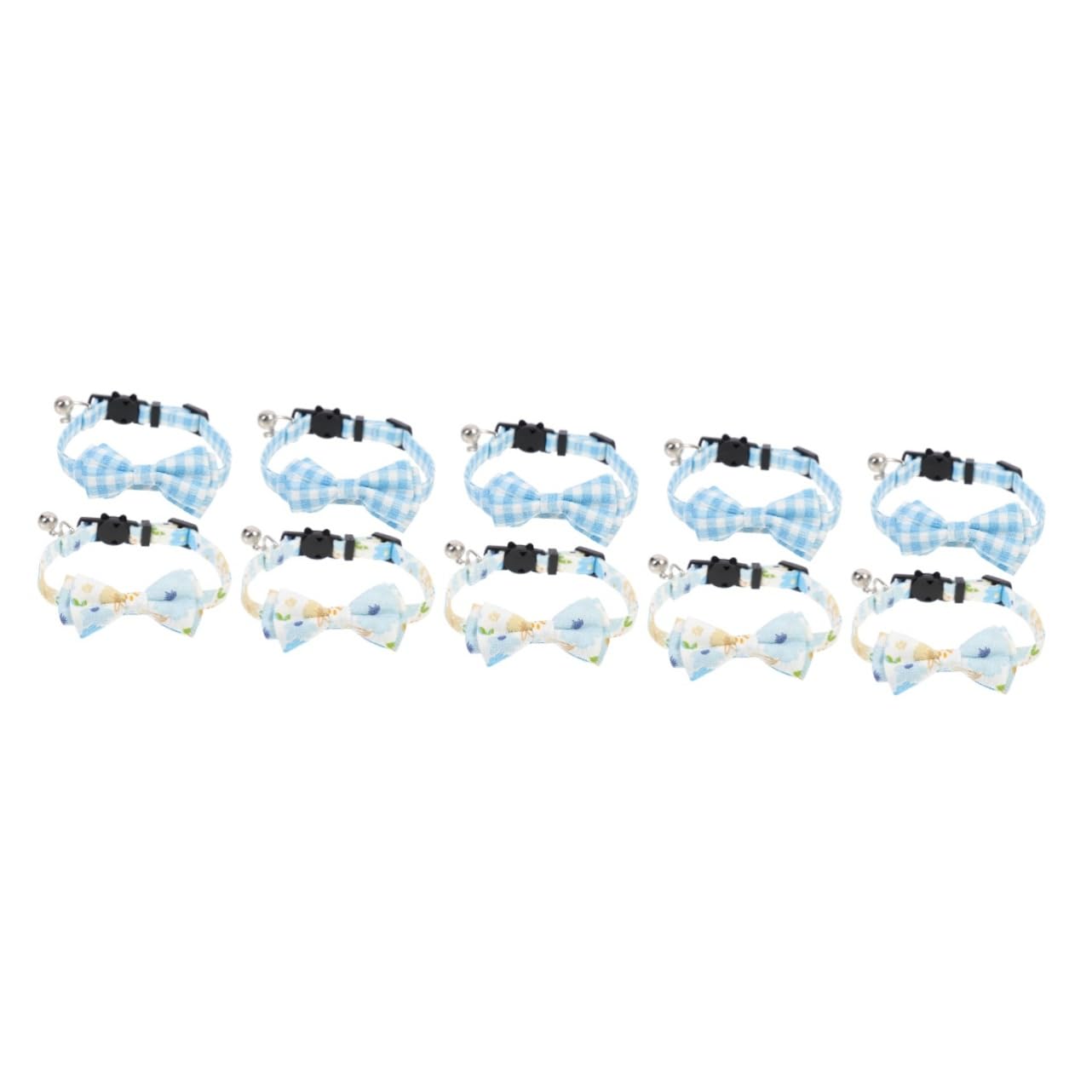 Kisangel 10pièces Collier Décoratif pour Chat Et Chiot Et Résistant Accessoire avec Clochette Et Nœud Motif Floral Et Carreaux