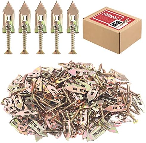 Hilitchi 200Pcs Self Drilling Drywall Anchors with Screws Easy Application No Drill or Holes in Wall, 66 Lbs, 12 x 30mm-100Pcs Anchors and 100Pcs Screws (Metal Anchors)