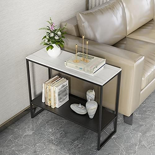 Side Table/End Table,Rock Board Sofa Side Corner Few Living Room Iron Square Table Small Tea Table Bedside Cabinet