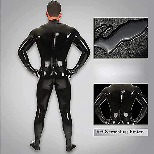 Oaimmk Sexy Men's Lingerie Shiny Patent Leather Catsuit Full Body Design Latex Tight Zipper Wet Look Prisoner Clothing,Black,Xl #TOP3