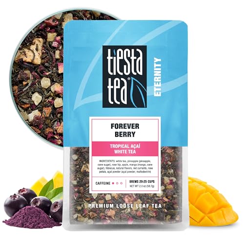 Image of Tiesta Tea - Forever Berry Tea, Loose Leaf, Tropical Acai White Tea, Premium Low Caffeine Tea Blend, Make Hot or Iced & Up to 25 Cups, 2 oz Resealable Pouch