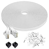 Jaremite Ethernet Cable, Cat 6 Internet LAN Network Patch Cords, Long Flat Cat6 Wire for Router, Modem, PS4, Switch, Xbox One, TV, Gaming (75 feet, White-75FT)