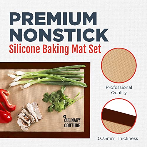 Culinary Couture Non-Stick Silicone Baking Mat Set, Includes 4 Half Sheet Silicone Oven Mats, Silicone Baking Sheet For Breads And Pastries, Silicone Baking Mats Cookie Sheets #TOP4