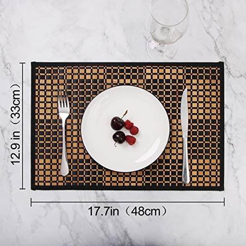 Bamboo Placemats For Dining Table, Placemats Set Of 4,Stain-Resistant,Heat-Resistant Place Mats,Durable And Sturdy Dining Place Mats For Kitchen Table (1318Inch, Black) #TOP1