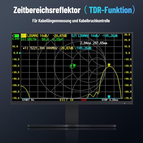 Seesii NanoVNA-F V3 Antennenanalysator, Aufgerüsteter Vektor-Netzwerk-Analysator 1MHz-6GHz 4,3 Zoll HF VHF UHF VNA Für S-Parameter Spannung SWR Phase Delay, Smith Chart
