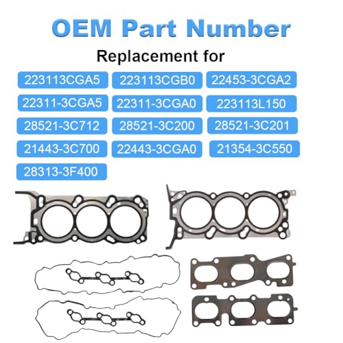 Image of Engine Head Gasket Set Compatible with Kia Sorento Sedona Cadenza /Hyundai Azera Santa Fe 3.3L / 3.5L V6 Replacement for 223113CGA0 223113CGA5 223113CGB0