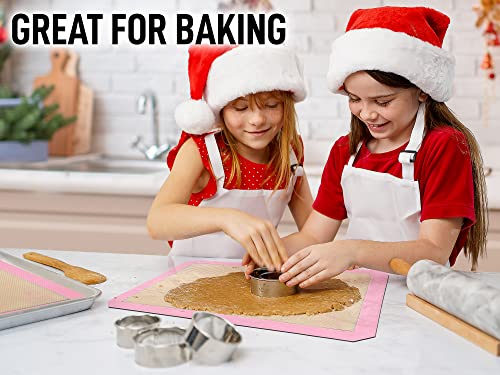 Zulay Kitchen (2 Pack) Silicone Baking Mat Sheet Set - Reusable Baking Mat Nonstick - Half Sheet Baking Mat For Oven - 16.5" X 11.6" (Pink) #TOP3