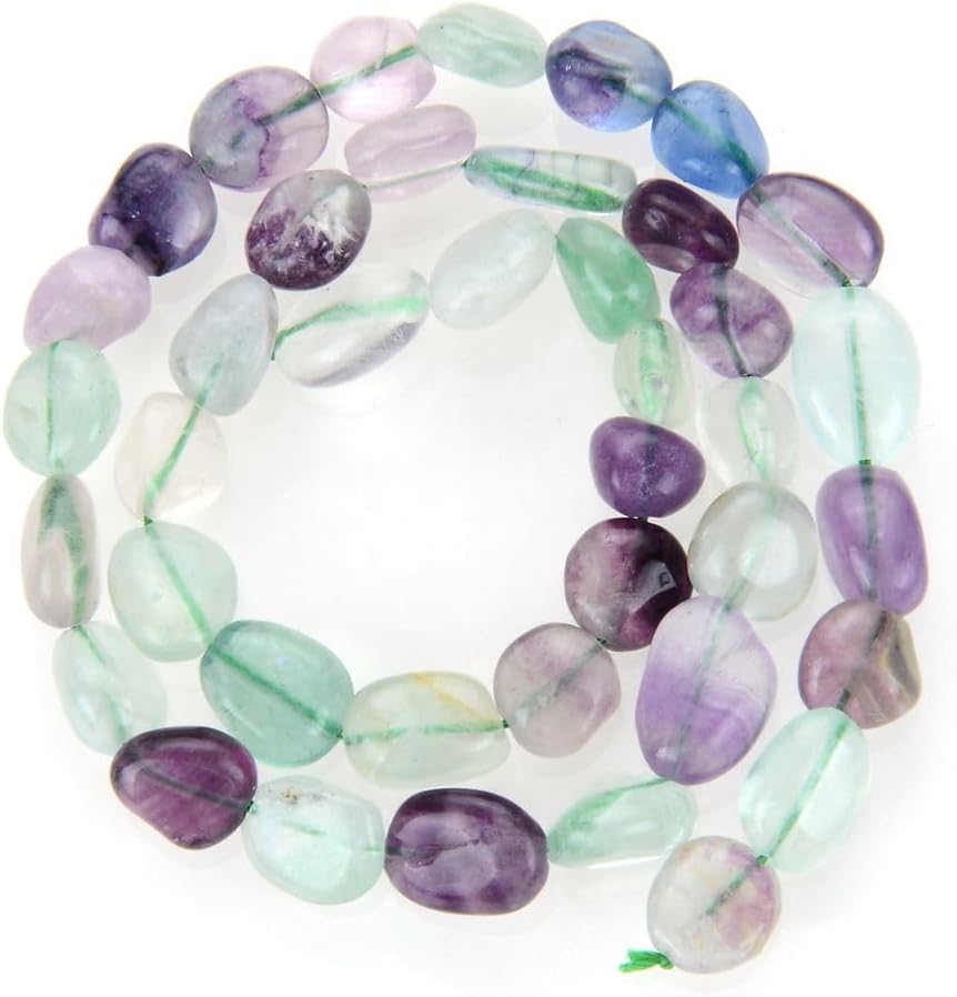Adabele 45 Inch Natural Multi Color Fluorite Gemstone Loose Beads 8mm to 12mm Free Form Oval Tumbled Pebble Gem Stone Spacerfor Jewelry Making GZ12-76