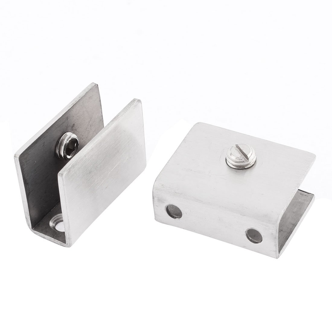 Aexit 2 Pcs Clamps 10mm-12mm Thickness Adjustable Square Shelf Glass Clip Clamp Hand-Screw Clamps Silver Tone