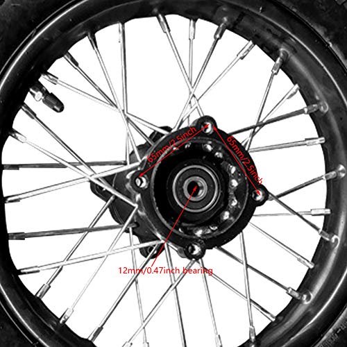 Julymoda 80/100-12inch Rear Tire Disc Brake Wheel Rim With 12mm Bearing Set for Pit Pro Dirt Bike