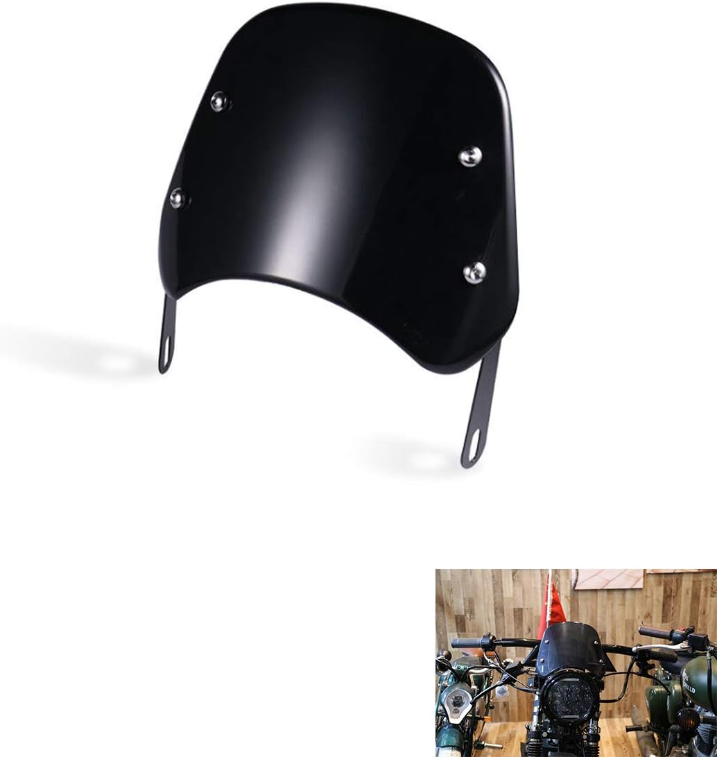 Universal motorcycle windshield Windscreen deflector for 5 '' - 7 '' headlights motorcycle (Black)