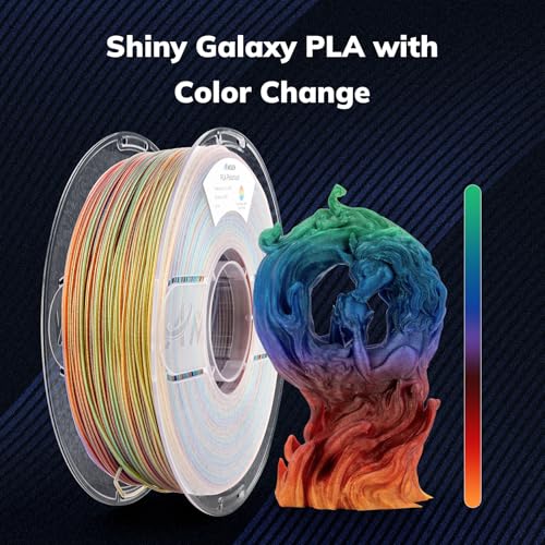 Image of AMOLEN PLA 3D Printer Filament, Galaxy Rainbow Color Changing with Light Filament 1.75mm,Shiny Sparkle 3D Printing Filament for Most FDM 3D Printers,Dimensional Accuracy + /- 0.02mm,1kg Spool(2.2lbs)