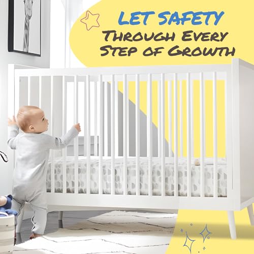 Image of Breathable Mesh Crib Liner for Protecting Baby Legs and Arms, Block The Pacifier from Falling, 11 inchH (28cm) Essential 3mm Breathable Mesh Liner Around 3 or 4 Side Full-size Crib, Star and Moon