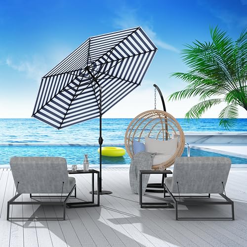Midtown Umbrellas The Lean 6 Feet Outdoor Umbrella With Terylast Navy Stripes (Navy/White Stripes) Polyester Fabric - Auto-Tilt Aluminum Frame Patio Umbrella For Deck thumb #4