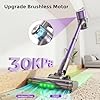 Cordless Vacuum Cleaner,Vacuum Cleaner for Home with Brushless Motor,Lightweight Stick Vacuum with Self-Standing and Touch Screen,Hardwood Floor Vacuum for Pet Hair,Carpets,Tile(Wisteria Purple)