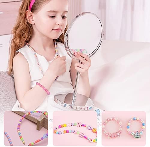 YESKAMO 480Pcs Clay Beads for Bracelet Making Kit, Jewelry Making Kit for Girls Kids, 24 Shapes Flat Round Polymer Clay Beads with 10m Crystal Elastic String, DIY Bracelet Necklace Headband