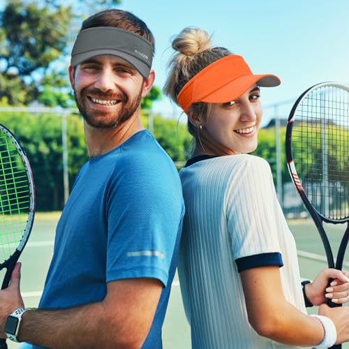 Sukeen Sun Visor Hat, UPF 50+ UV Sun Protective, Running Golf Hat, Cooling Elastic Visor with Breathable Sweatband, Sport Cap for Tennis Cycling Gery Grey - Image 7