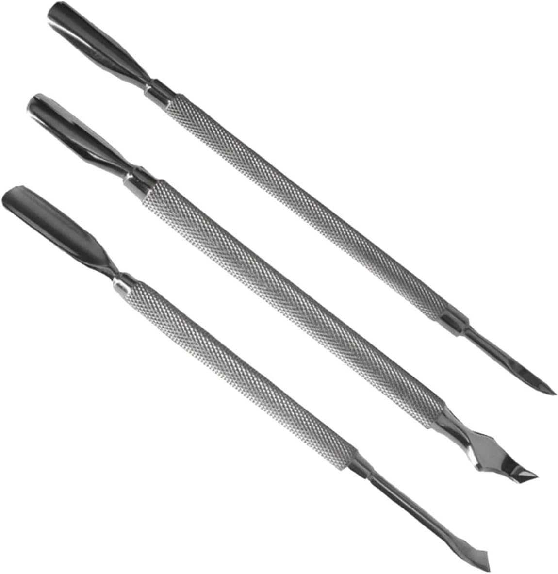 FRCOLOR 3Pcs Metal Cuticle Pusher Cuticle Trimmer Cuticle Spoon Cuticle Scraper Nail Pedicure Trimmer Nail Cuticle Tool Cuticle Nail Pusher Cuticle Remover Kit Stainless Steel