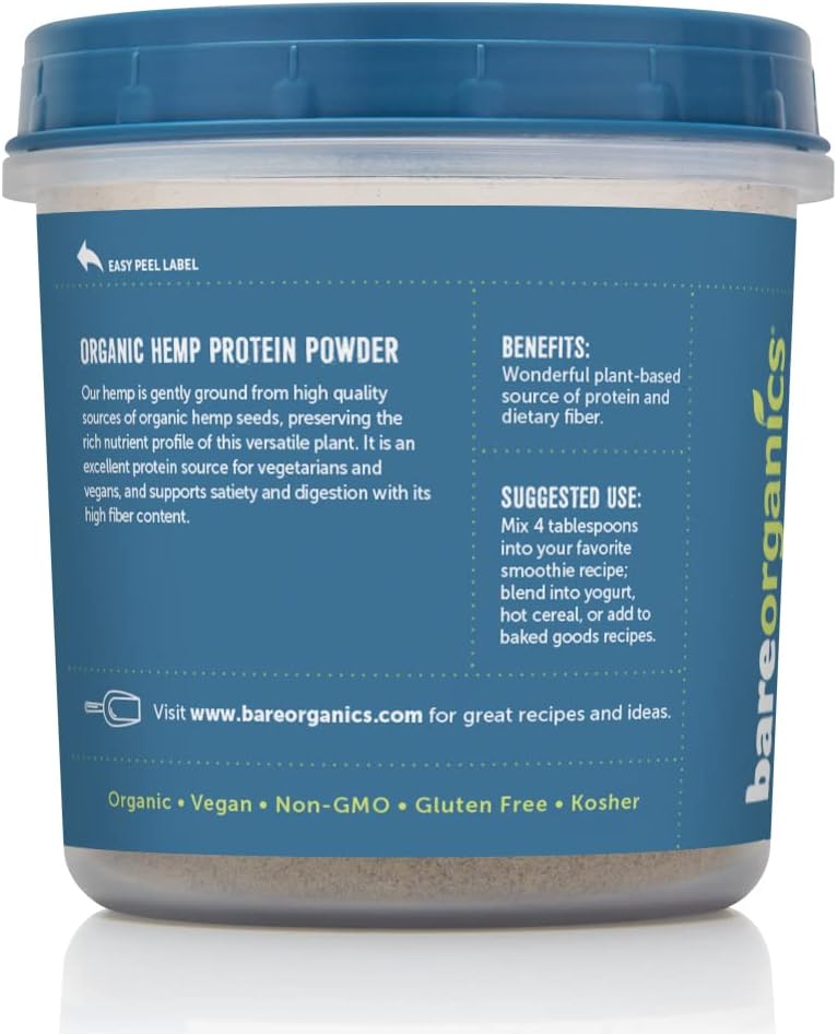 BareOrganics Hemp Seed Protein | USDA Organic, Non-GMO & Vegan, 8oz, 8.0 Ounce : Everything Else