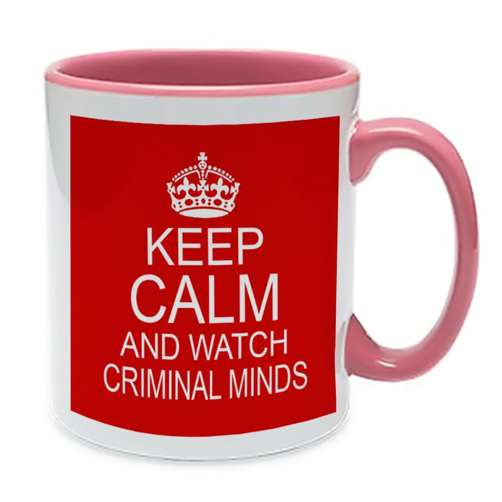 Giftme Keep Calm and Watch Criminal Minds, 11oz Inside Coloured Ceramic Mug. (Pink)