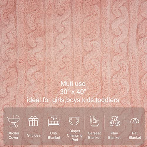 Napcure 3D Fleece Baby Blanket (30"X40",Pink) For Boys Girls Toddlers, Soft Warm Cozy Receiving Blankets,Infant Or Newborn Nursery Blankets #TOP4