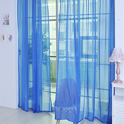 JAXICH Net Curtains for Windows Dark Blue Curtains Voile Curtain Sheer Curtains Warehouse Clearance Curtains for Living Room Curtains for Kitcken Window Treatment Decorative 12 colors W100cmxH200cm