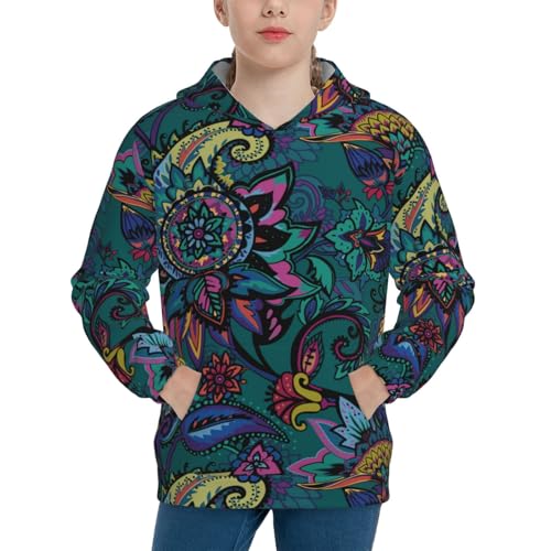 Oriental Paisley Kids Pullover Hoodies Boys Sweatshirts Girls Athletic Clothes with Pocket
