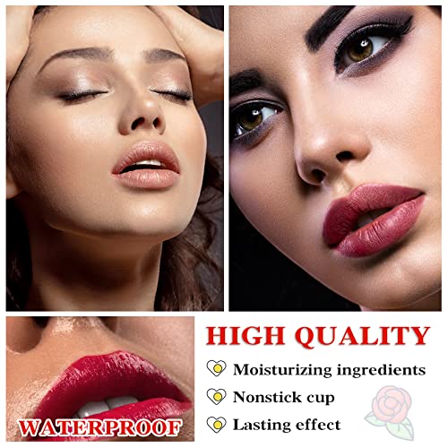 Ionsgako 6 Colors Matte Nude Lipstick Set Liquid Lipstick Velvet Lip Gloss Lip Stain Long Lasting Waterproof Nude Pink Lipstick Set For Women Lip Makeup (Set-B) #TOP3