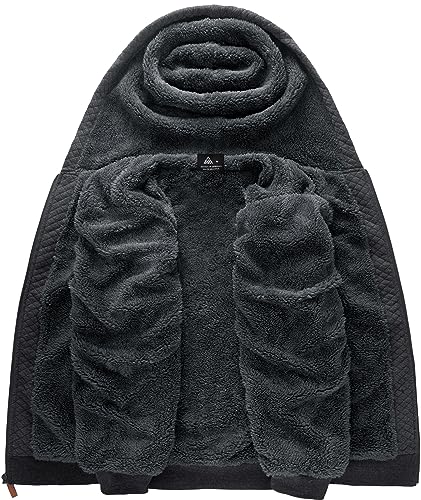 Image of GEEK LIGHTING Mens Fleece Lined Hoodies Zip Up Waffle Knit Thicken Hooded Sweatshirts Winter Jackets