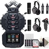 Zoom H8 8-Input / 12-Track Digital Handy Audio Recorder + Two Zoom ZDM-1 Podcast Mic Pack Accessory Bundle + Accessory Kit