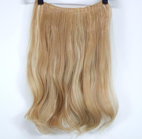 Wavy 20" Halo - Flip in Synthetic Hair Extensions on a Wire Heat Resistant to 350 20 inch with 10 Colors to choose from. Wavy hair. (#16/613 Light Blonde/Blonde Mix)