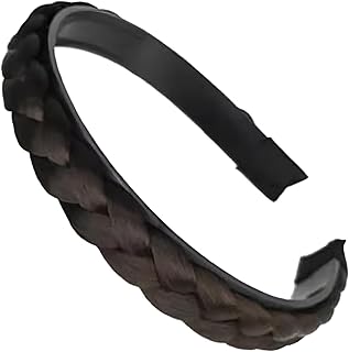 三つ編みカチューシャ 編み込み風 ヘアバンド 簡単 ヘアアレンジ 髪飾り 付け髪 偽髪 大人 可愛い ナチュラル ブラウン 黒色 黒棕髪色 ロング ショート 対応 和装 浴衣 お祭り 結婚式 パーティー 日常使い 手軽 時短 (ダークブラウン, スタンダード)