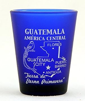 World By Shotglass Guatemala Central America Cobalt Blue Frosted Shot Glass
