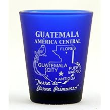 World By Shotglass Guatemala Central America Cobalt Blue Frosted Shot Glass
