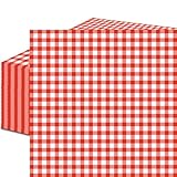 50 Count Red and White Gingham Paper Napkins, Disposable Checkered Cocktail Napkins for Picnic, BBQ, Farmhouse Party, Summer Birthday, 4th of July, Rustic Wedding, Graduation, Daily Table Decorations