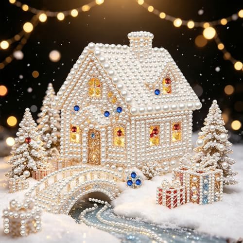 Amazon.com: Pearl Diamond Painting Kit, Snow House, 11.81x11.81 in ...