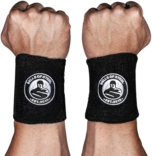 Kettlebells Wrist Guard [Bells of Steel] BellGuard Wrist Sweatband with Plastic Inserts for Shock Absorption, Gym Wrist Wraps, Wrist Brace for Working Out, One-Size-Fits-All, Pair of Wrist Guards