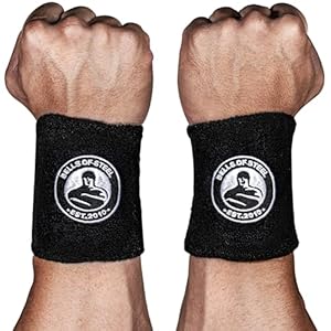 Kettlebells Wrist Guard [Bells of Steel] BellGuard Wrist Sweatband with Plastic Inserts for Shock Absorption, Gym Wrist Wraps, Wrist Brace for Working Out, One-Size-Fits-All, Pair of Wrist Guards